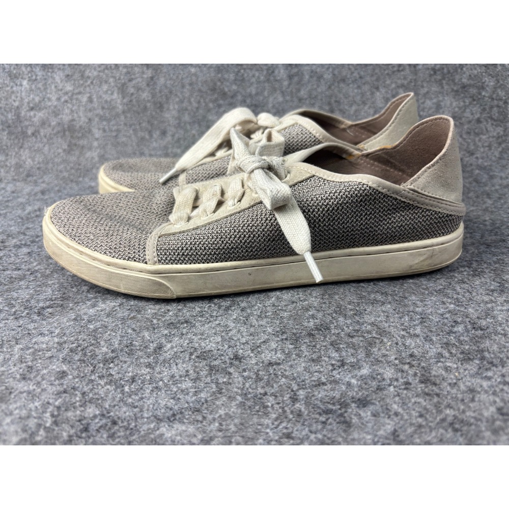 OluKai Pehuea Li Shoes Womens 8.5 Grey Mesh Suede Lace Up Sneakers 20379-2020